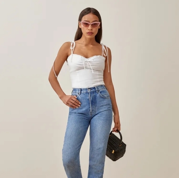 Reformation Holcomb Linen Top in White size 12 NWT - Picture 3 of 9